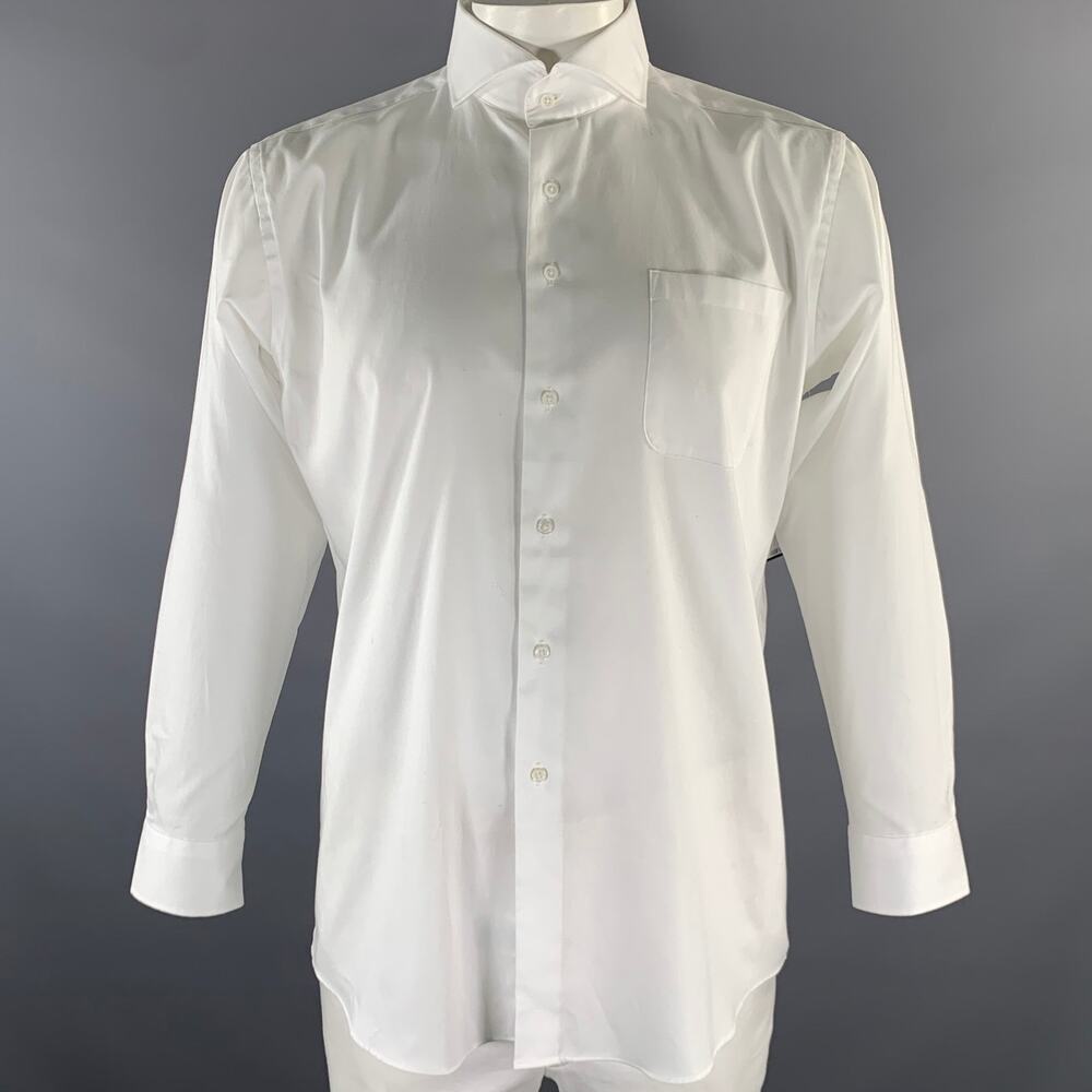 SUIT SELECT Size L White Cotton Cutaway Collar Long Sleeve Shirt